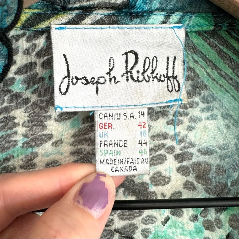 Joseph Ribkoff Women's Size 14 Front Tie Cardigan Sheer Animal Print Y2K Fairy - Picture 4 of 13